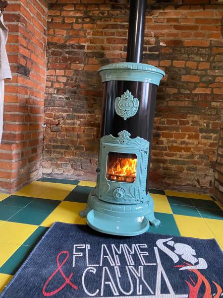 Pose d'un Poele a Bois Petit Godin Vert Atoll A Lammerville